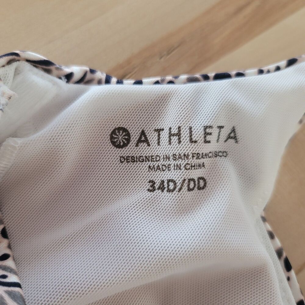 Athleta Brown & White Tankini Swim Top Aqualuxe Batik Jacobean 34D/DD Pool Beach - Picture 9 of 9